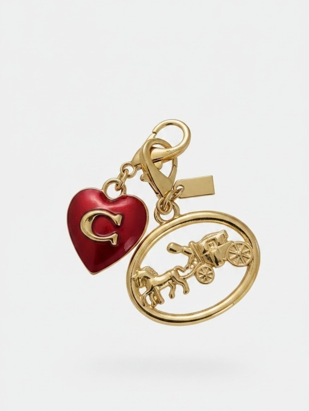Nwt Sassified Boutique Gold Carriage Charm with Red Enamel Heart